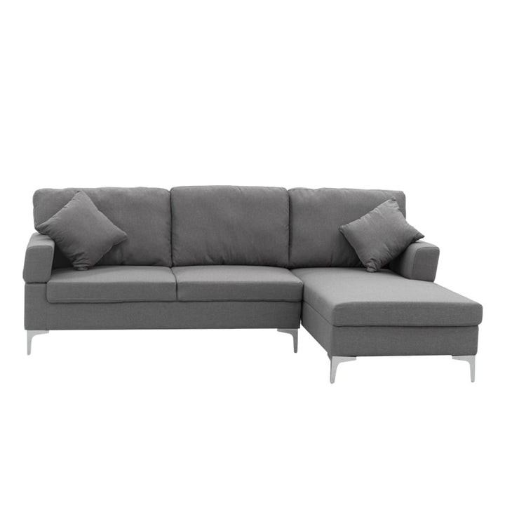 3-Seater L-Shaped Linen Sofa Lounge with Left Side Chaise - Dark Grey-Furniture > Sofas > Sofas & Sofa Beds-Nomica Living