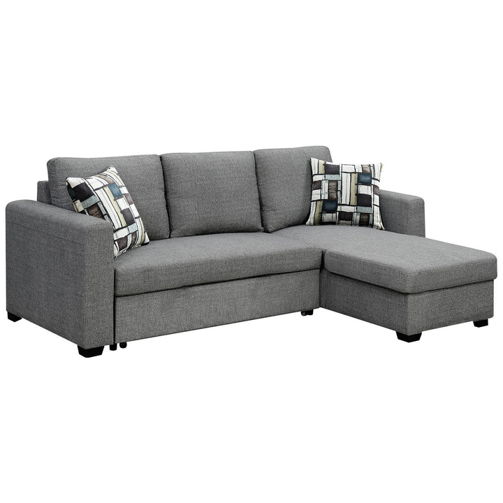 Fontana Pullout Sofa Bed with Storage Chaise Lounge - Grey-Furniture > Sofas > Sofas & Sofa Beds-Nomica Living