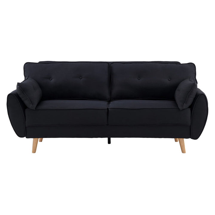 3-Seater Modular Linen Fabric Sofa Bed Couch Futon Suite - Black-Furniture > Sofas > Sofas & Sofa Beds-Nomica Living