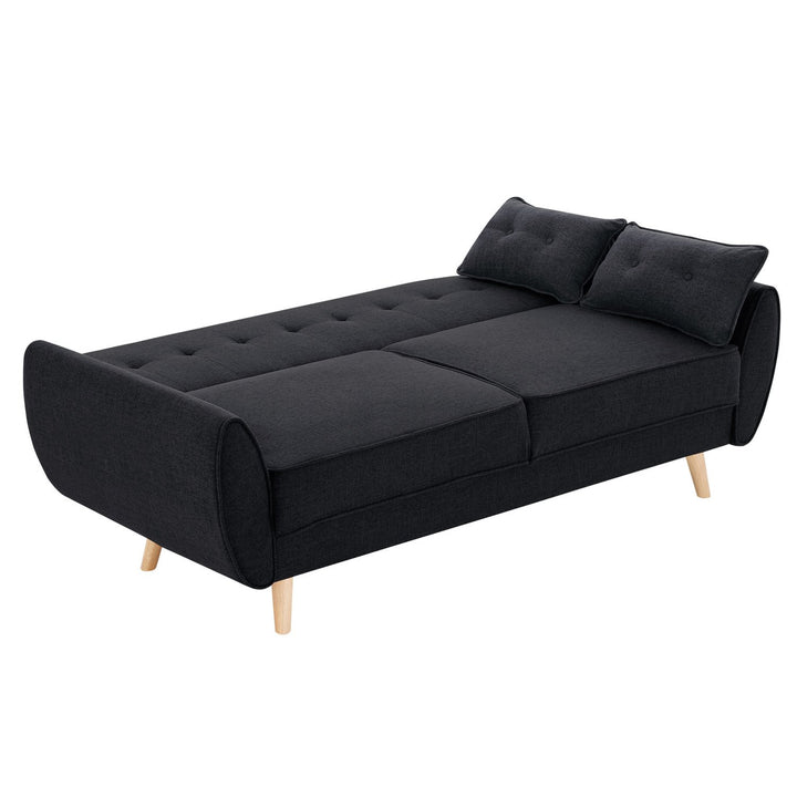 3-Seater Modular Linen Fabric Sofa Bed Couch Futon Suite - Black-Furniture > Sofas > Sofas & Sofa Beds-Nomica Living