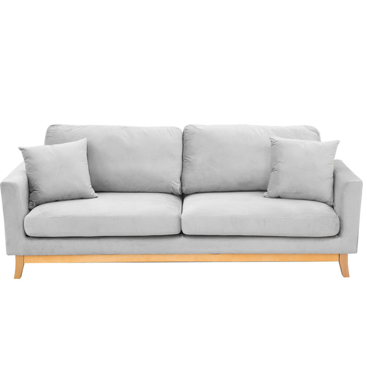 3-Seater Faux Velvet Sofa Bed Couch Furniture - Light Grey-Furniture > Sofas > Sofas & Sofa Beds-Nomica Living