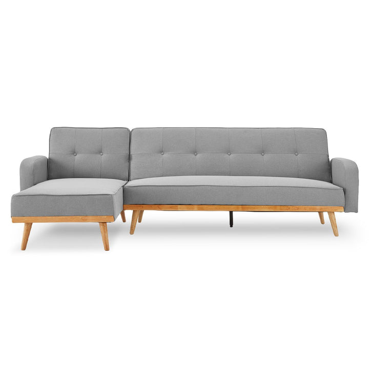 3-Seater Corner Sofa Bed with Chaise Lounge - Light Grey-Furniture > Sofas > Sofas & Sofa Beds-Nomica Living