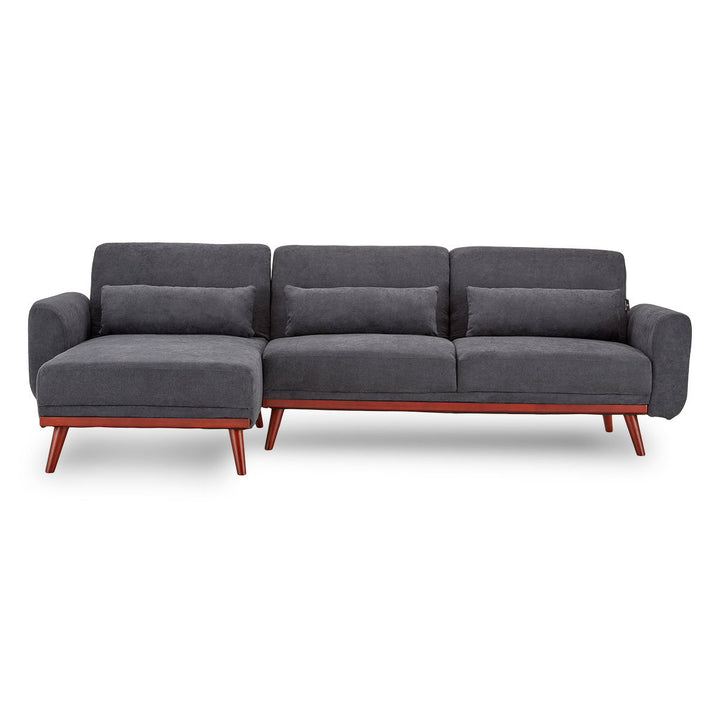 Faux Velvet Sofa Bed Couch Lounge Chaise with Cushions - Dark Grey-Furniture > Sofas > Sofas & Sofa Beds-Nomica Living