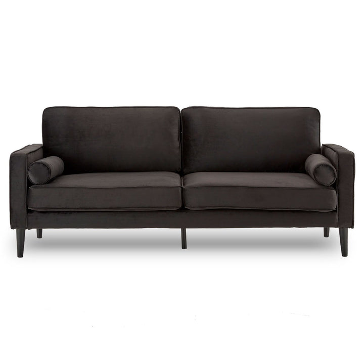 Faux 3-Seater Velvet Sofa Bed Couch Furniture Lounge Suite - Black-Furniture > Sofas > Sofas & Sofa Beds-Nomica Living