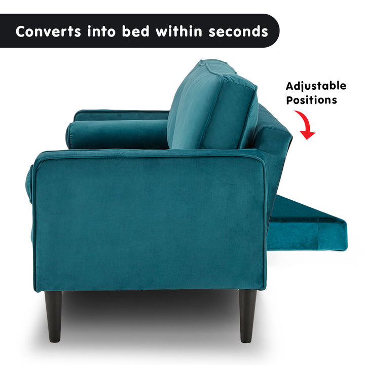 Faux 3-Seater Velvet Sofa Bed Couch Furniture Lounge Suite - Blue-Furniture > Sofas > Sofas & Sofa Beds-Nomica Living