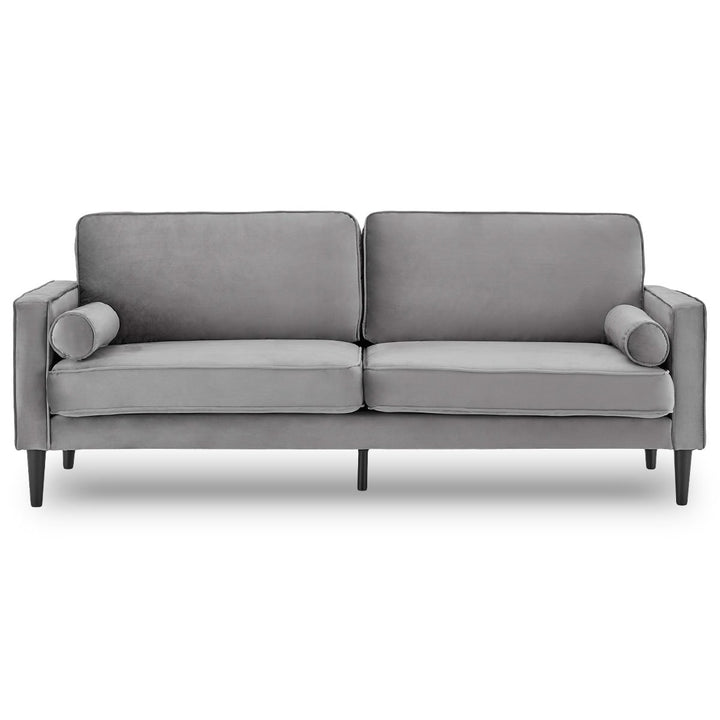 Faux 3-Seater Velvet Sofa Bed Couch Furniture Lounge Suite - Grey-Furniture > Sofas > Sofas & Sofa Beds-Nomica Living