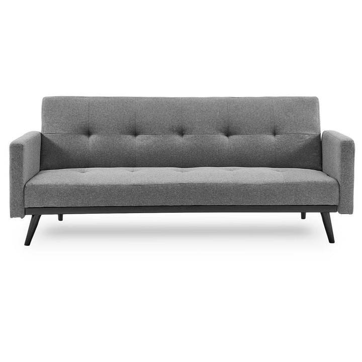 Tufted 3-Seater Faux Linen Sofa Bed with Armrests - Light Grey-Furniture > Sofas > Sofas & Sofa Beds-Nomica Living