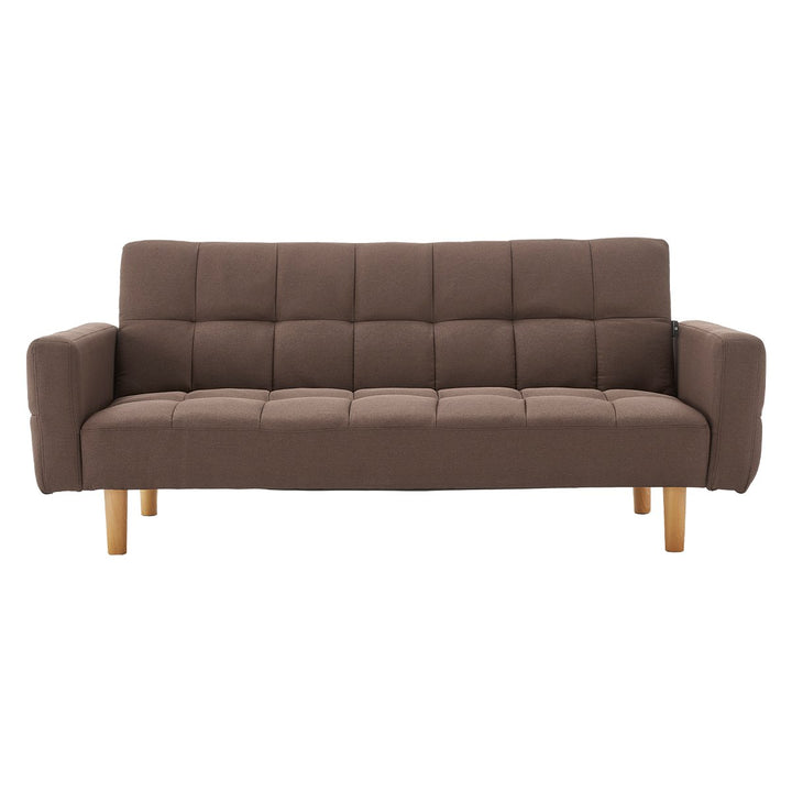 3-Seater Fabric Sofa Bed Futon - Brown-Furniture > Sofas > Sofas & Sofa Beds-Nomica Living