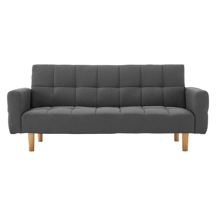 3-Seater Fabric Sofa Bed Futon - Dark Grey-Furniture > Sofas > Sofas & Sofa Beds-Nomica Living