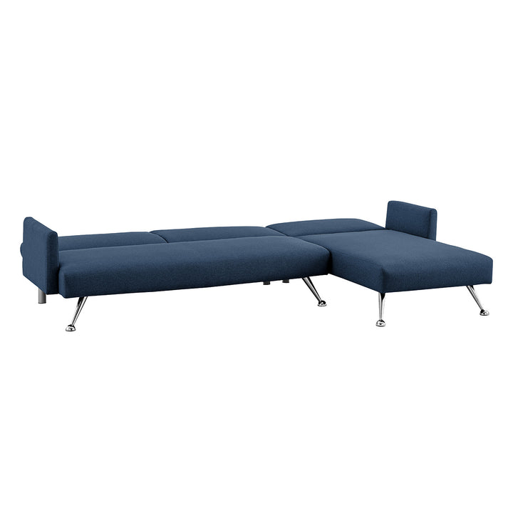 Mia 3-Seater Sofa Bed with Chaise & 3 Pillows - Blue-Furniture > Sofas > Sofas & Sofa Beds-Nomica Living