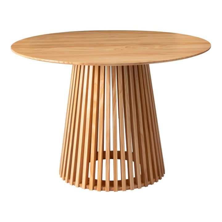 Japandi Round Dining Table - 110cm Natural Solid Wood Minimalist Design