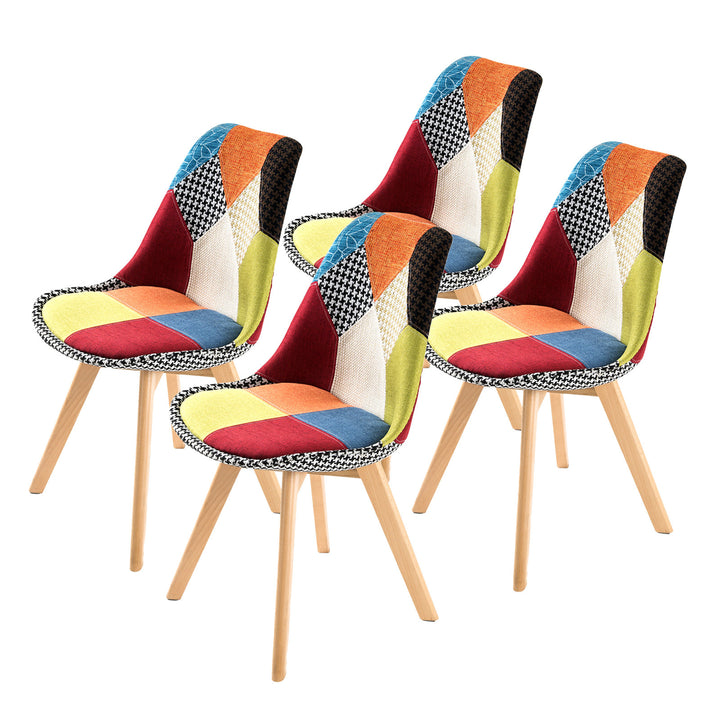 Multi-Colour Retro Dining Cafe Chairs with Padded Seat (Set of 4)