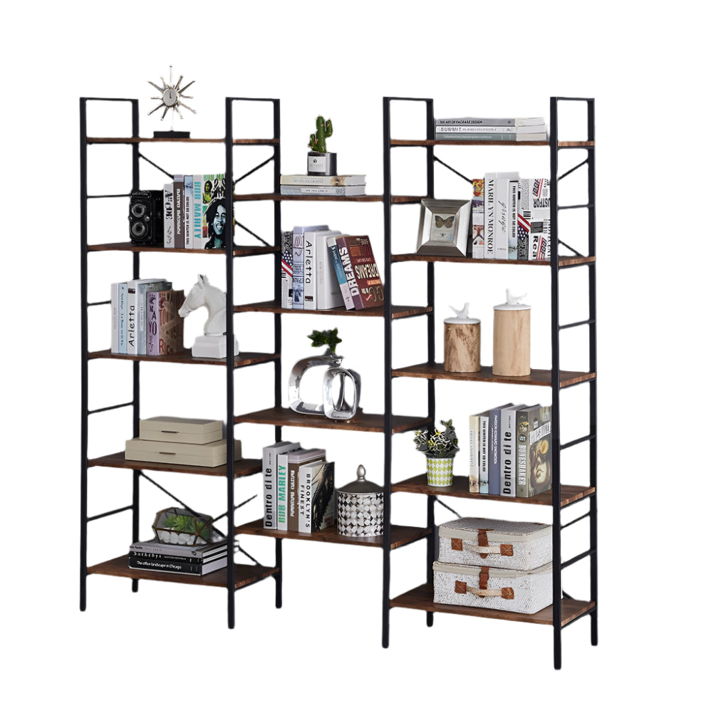 Industrial Shelf Bookshelf – Vintage Wood and Metal Bookcase