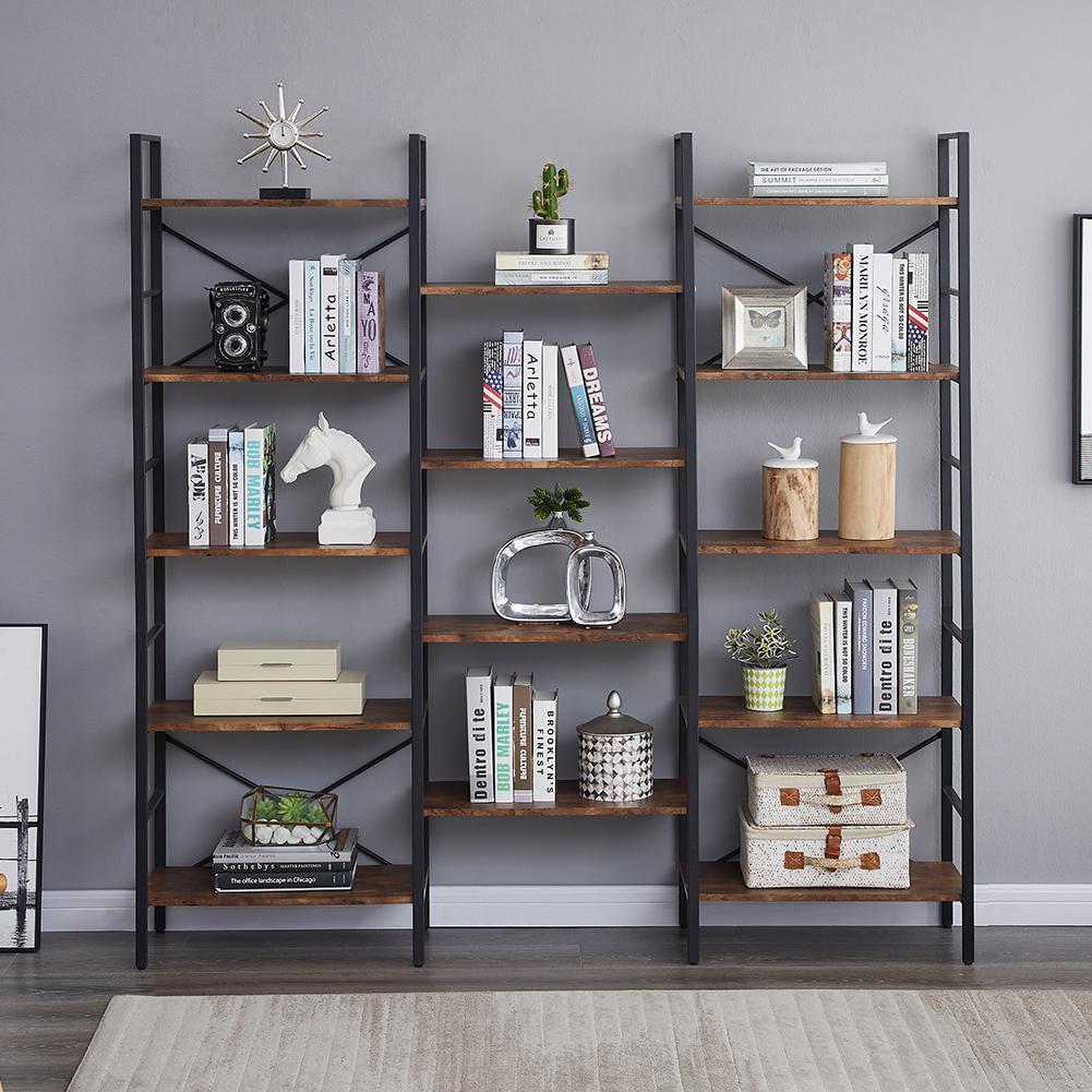 Industrial Shelf Bookshelf – Vintage Wood and Metal Bookcase