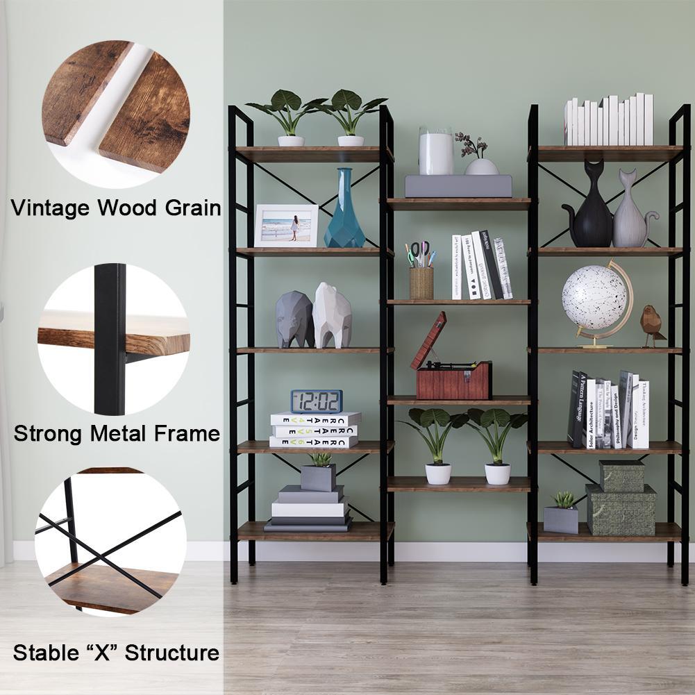 Industrial Shelf Bookshelf – Vintage Wood and Metal Bookcase