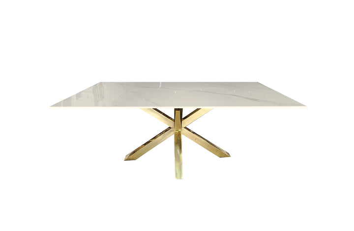 Gold & White Marble Dining Table - 180cm Luxury Modern Glamour Dining Furniture