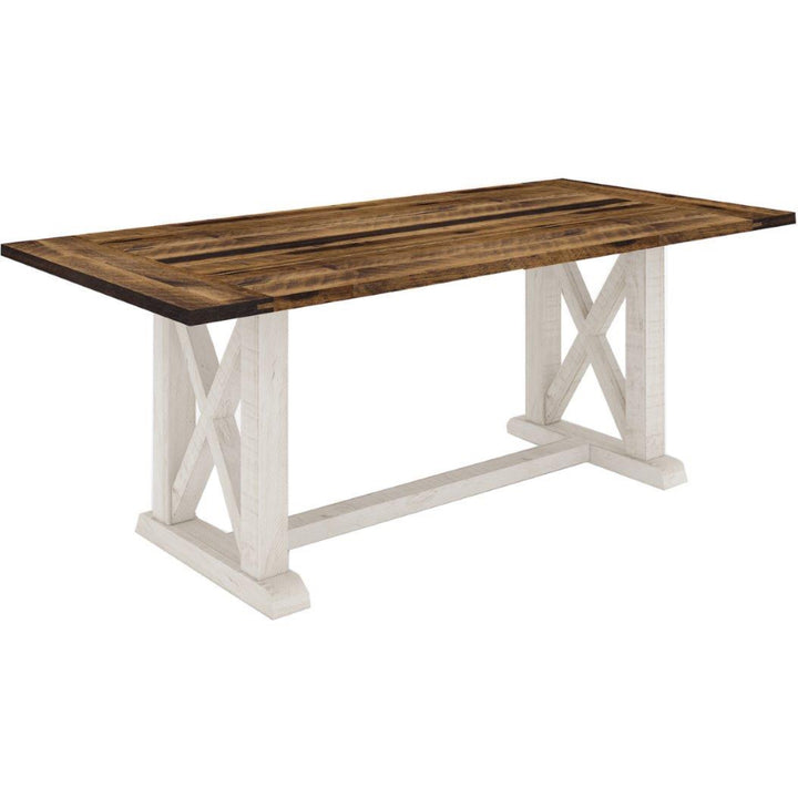 Hampton Style Acacia Wood Dining Table - 240cm Brown & White Coastal Dining Furniture