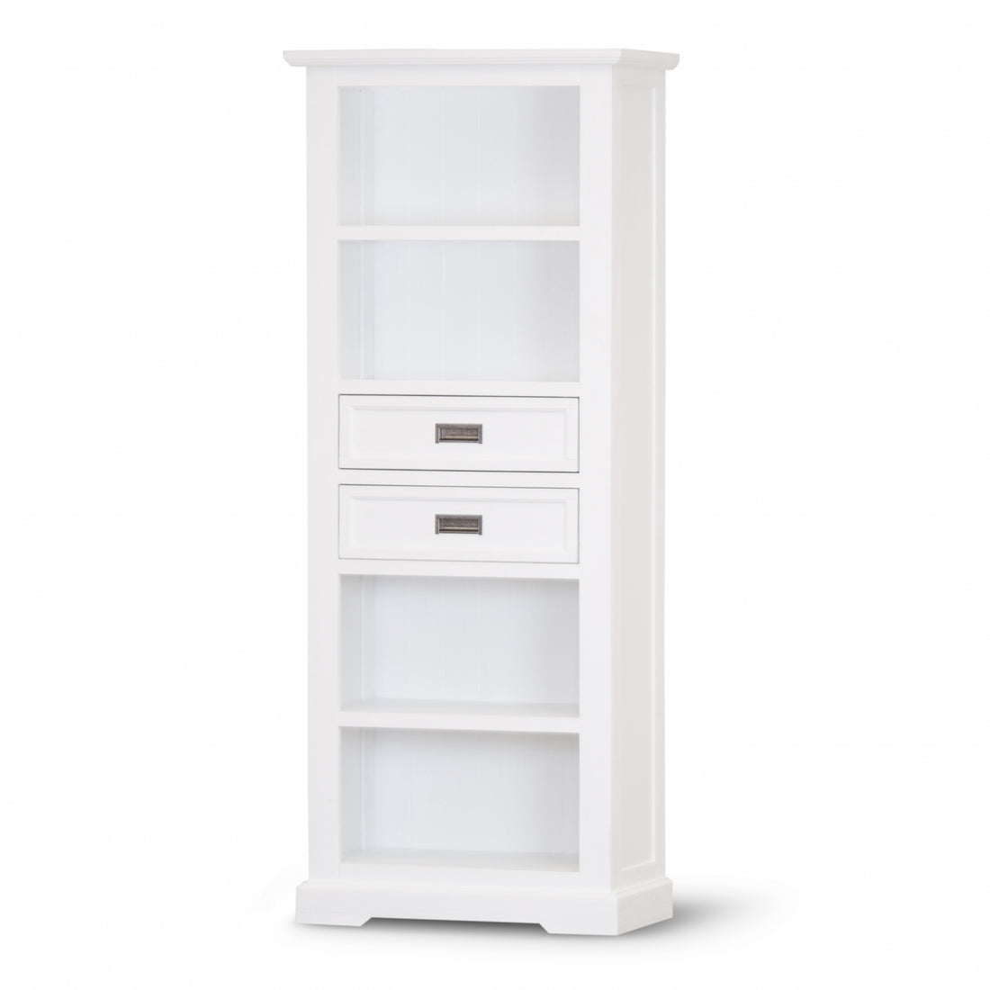 4-Tier Solid Acacia Wood Coastal Bookshelf – White Finish