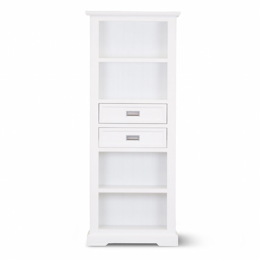 4-Tier Solid Acacia Wood Coastal Bookshelf – White Finish