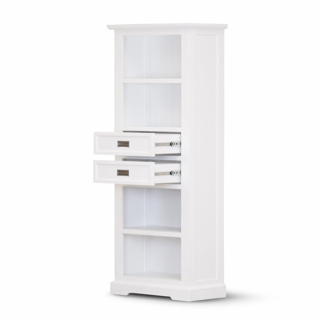 4-Tier Solid Acacia Wood Coastal Bookshelf – White Finish