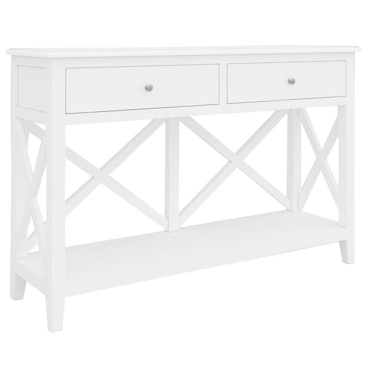 White Hampton Style Console Table with Drawers-Furniture > Living Room > Side Tables-Nomica Living