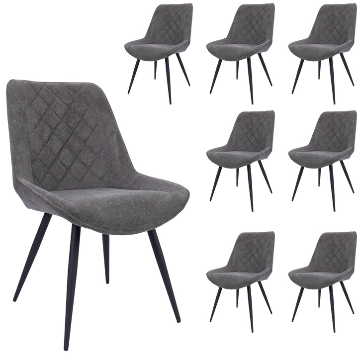 Graphite Fabric Seat Dining Chairs with Metal Frame (Set of 8)