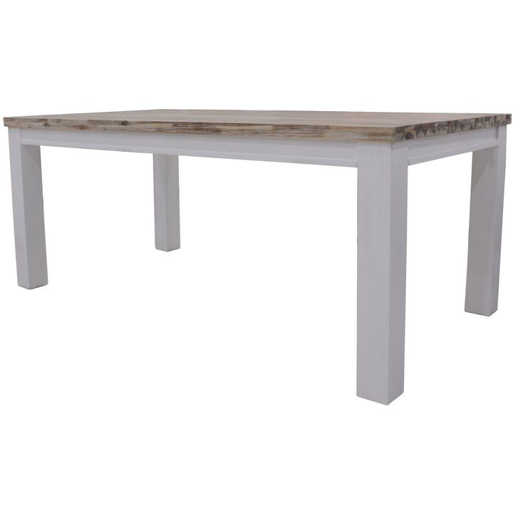 White Brushed Acacia Wood Dining Table - 225cm Solid Timber Elegance