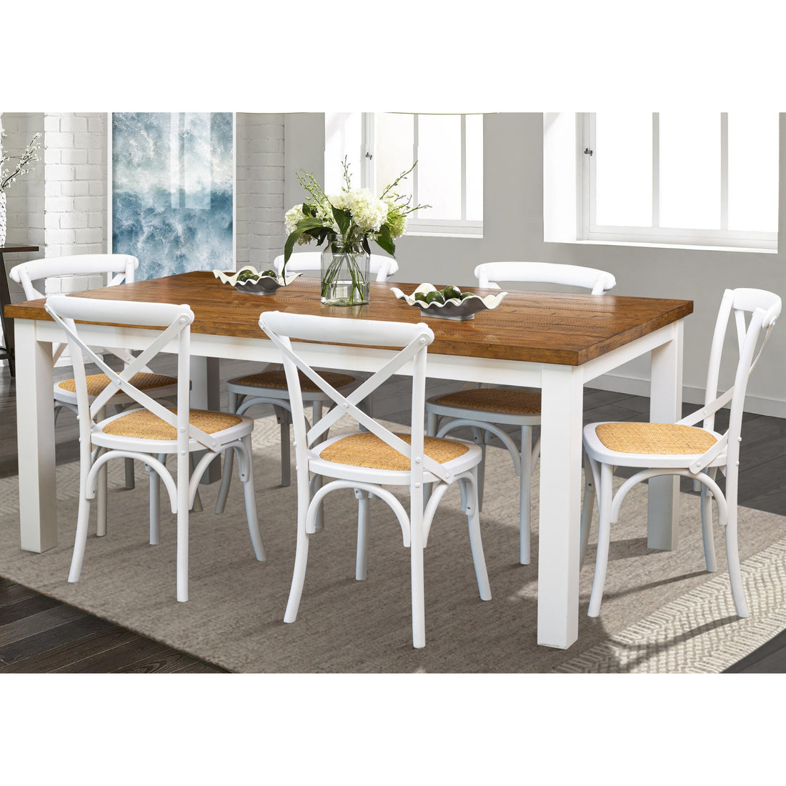 Solid Acacia Wood Dining Table - 180cm Natural Timber Dining Furniture