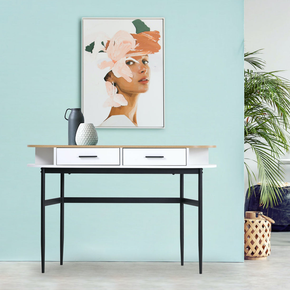 Modern Engineered Wood Console Table with Steel Legs-Furniture > Living Room > Side Tables-Nomica Living