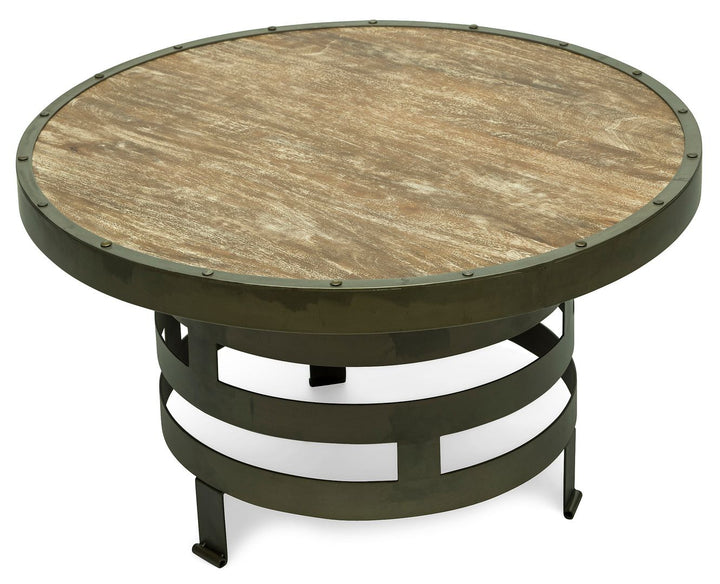 Retro Spiral Round Coffee Table with Wood Top-Furniture > Living Room > Coffee Tables-Nomica Living