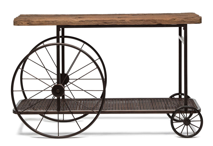 Industrial Railway Sleeper Wood Console Table with Iron Frame-Furniture > Living Room > Side Tables-Nomica Living