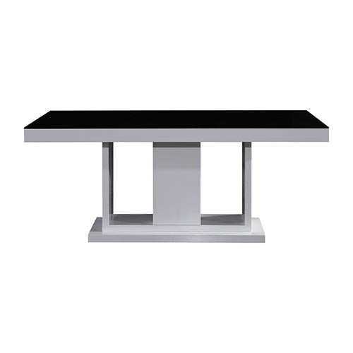 High-Gloss MDF Dining Table - 180cm Black & White Modern Dining Statement