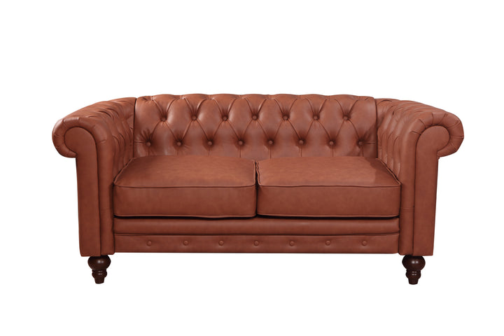 Madeline 2-Seater Faux Leather Sofa Lounge - Brown-Furniture > Sofas > Sofas & Sofa Beds-Nomica Living