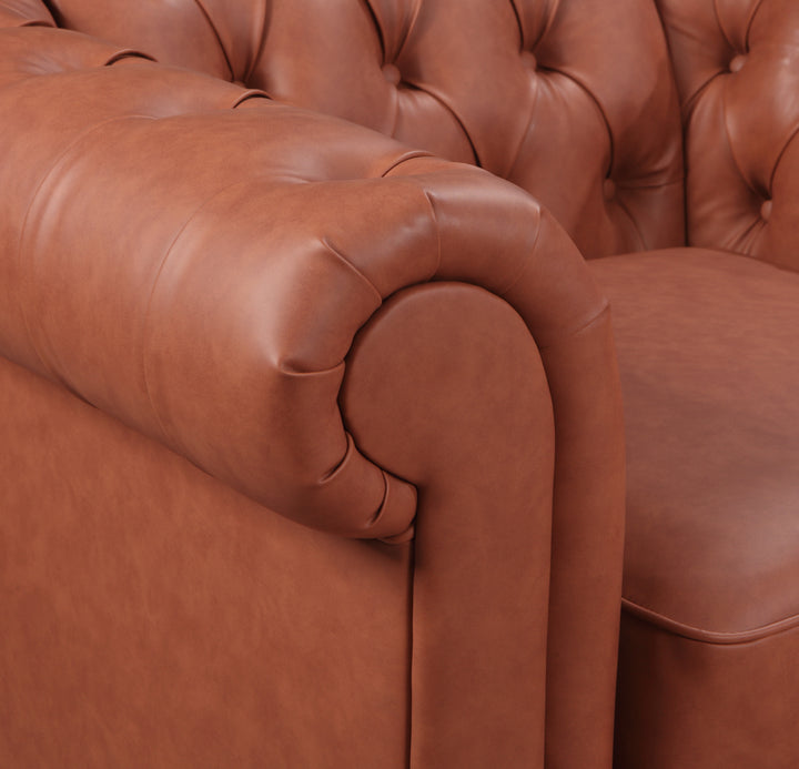 Madeline 2-Seater Faux Leather Sofa Lounge - Brown-Furniture > Sofas > Sofas & Sofa Beds-Nomica Living