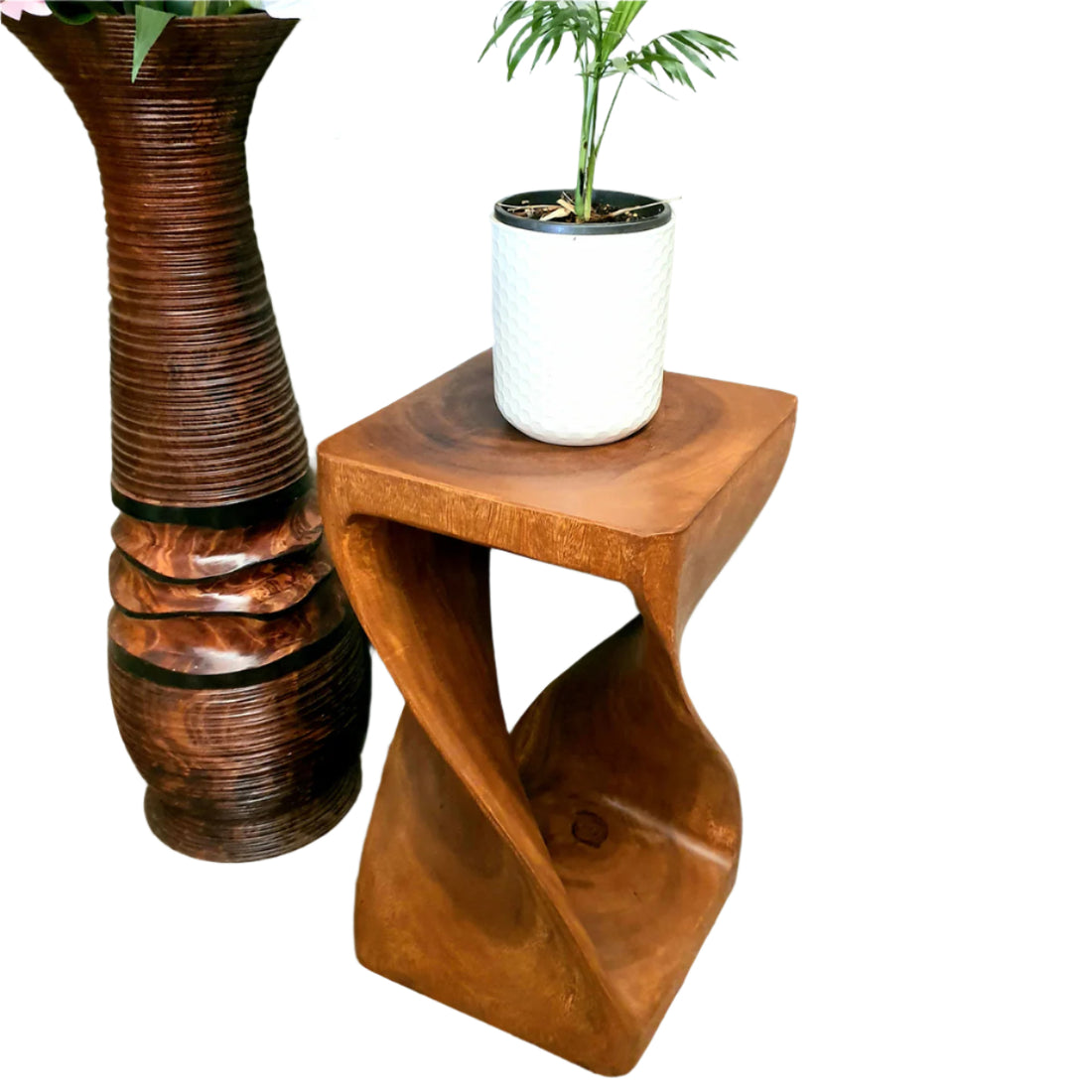 The Twist Raintree Wood Side Table – Planet Stand with NB Finish-Furniture > Living Room > Coffee Tables-Nomica Living