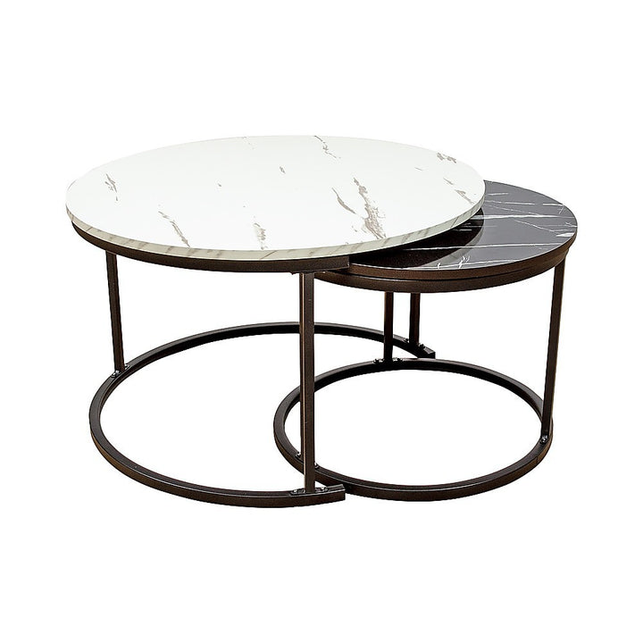 Round Marble Nesting Coffee Tables - Side Furniture Set-Furniture > Living Room > Coffee Tables-Nomica Living