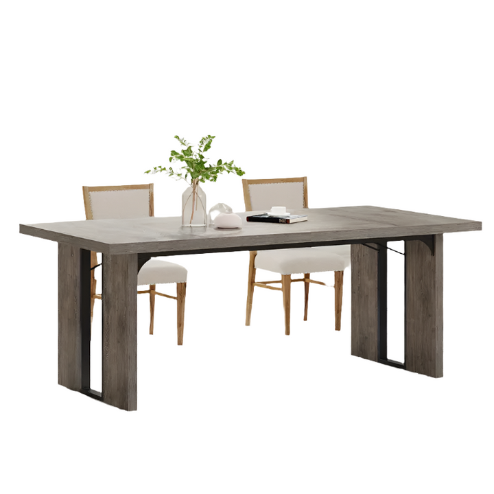 Rustic Rectangular Dining Table - 180cm Solid Wood Farmhouse Style Furniture