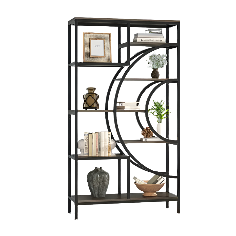 180cm 8-Tier Industrial Geometric Bookcase with Metal Frame