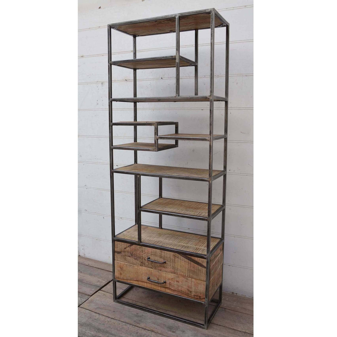 Slim Industrial Iron Bookcase – Stylish & Space-Saving