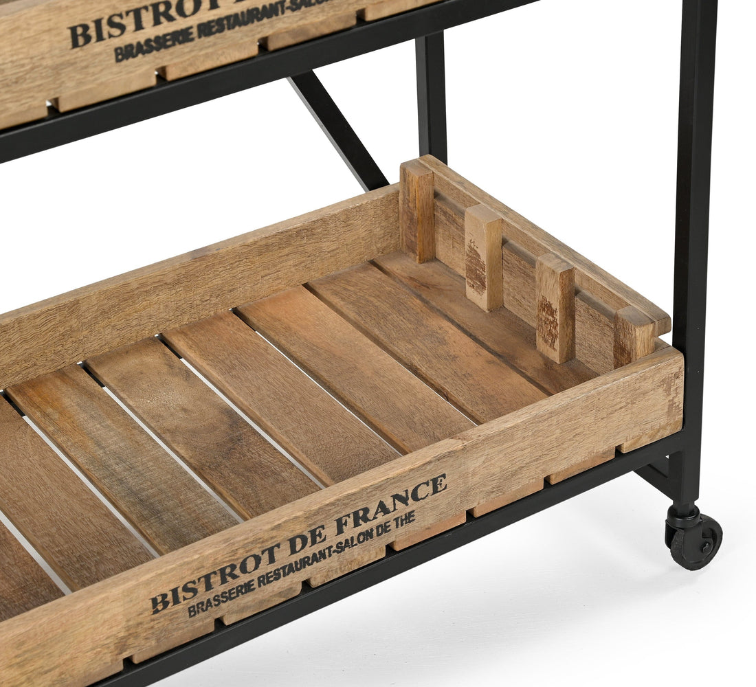 Industrial Bistrot de France Bookcase on Wheels