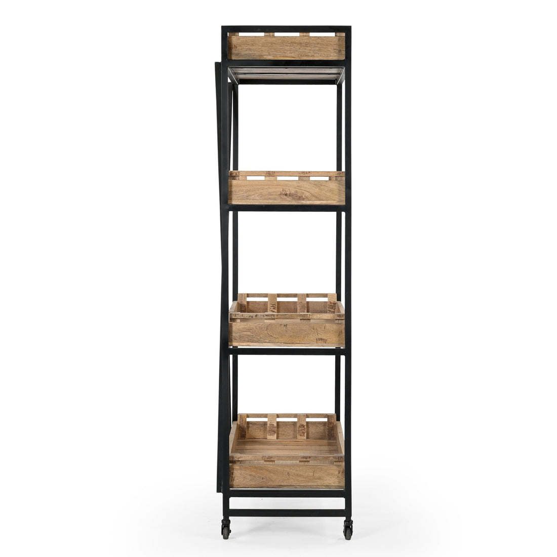 Industrial Bistrot de France Bookcase on Wheels