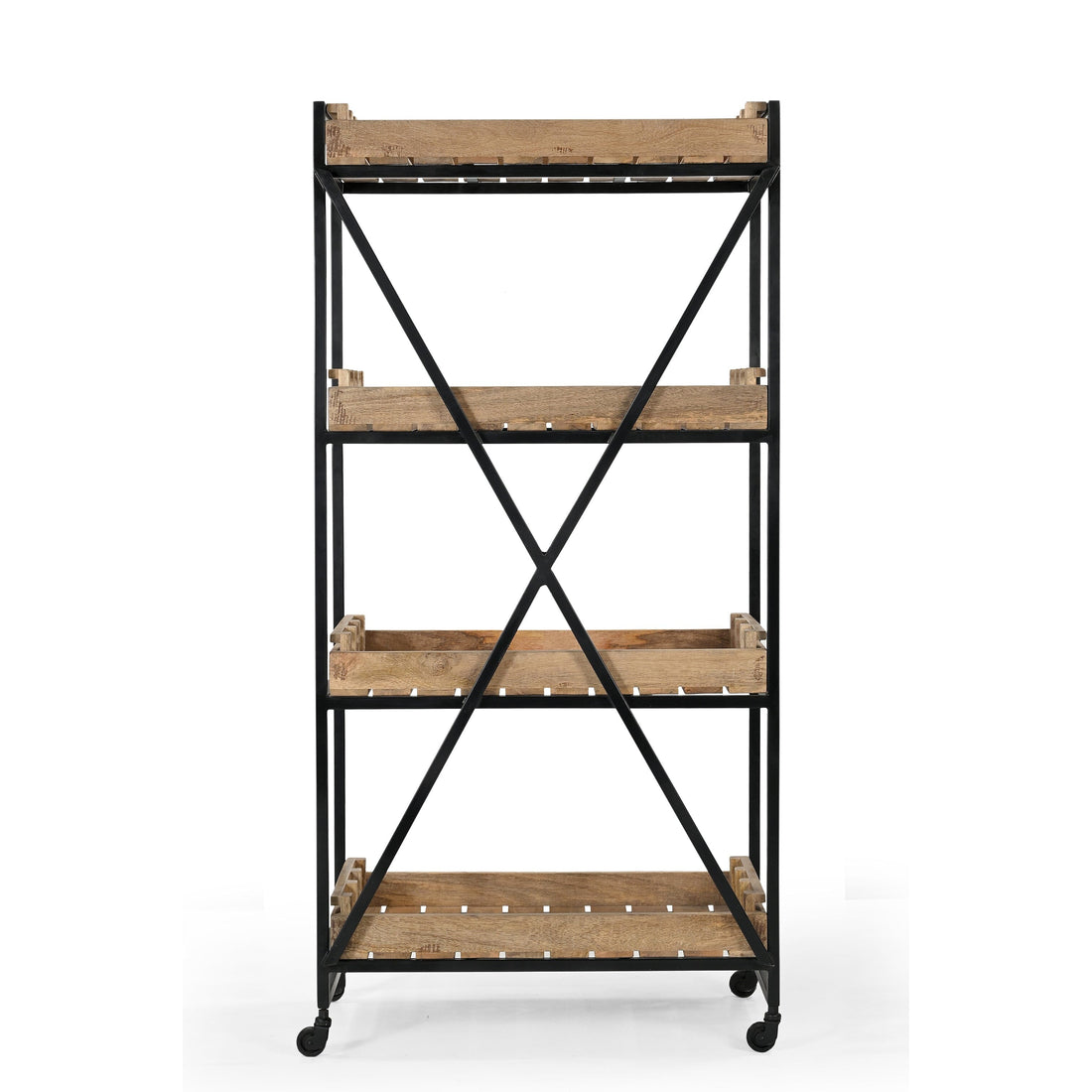 Industrial Bistrot de France Bookcase on Wheels